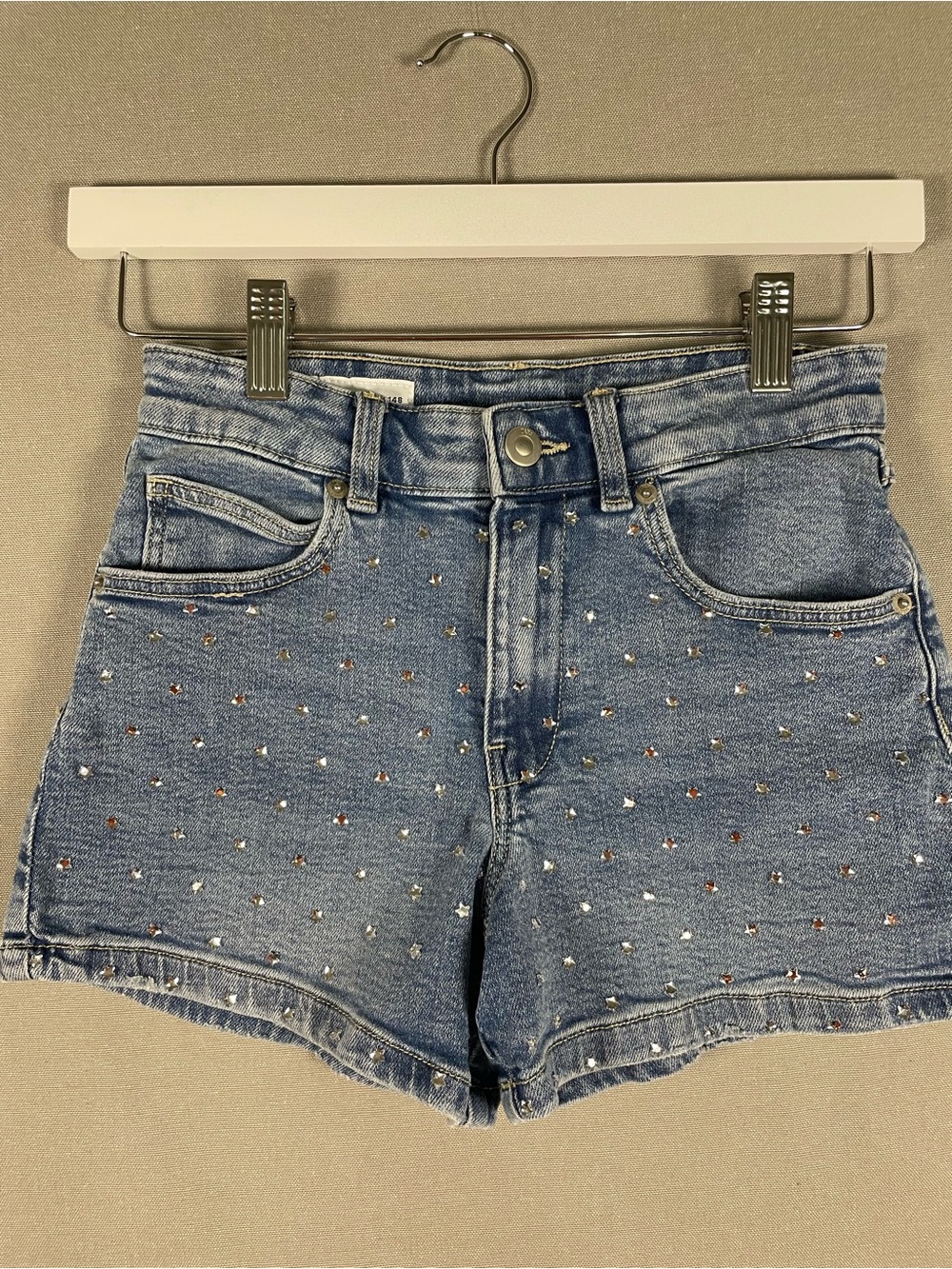 ZARA Kids Girls Rhinestone Star Embellished Denim Shorts Size 11/12 Youth